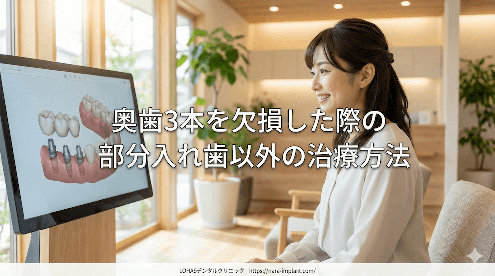 奥歯3本を欠損した際の部分入れ歯以外の治療方法