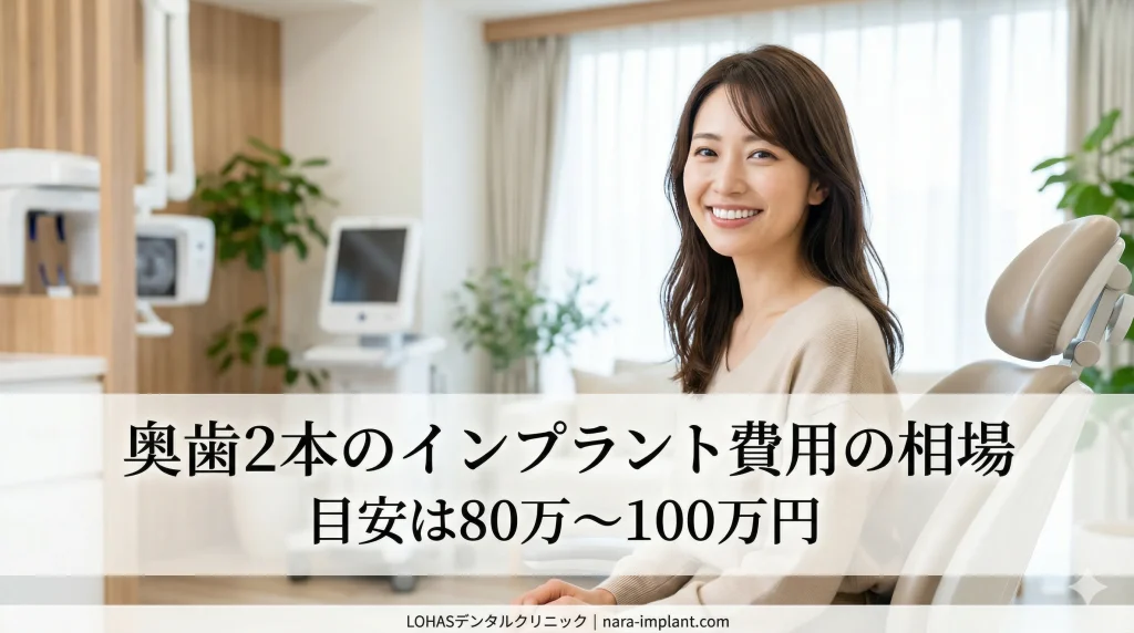 奥歯2本のインプラント費用の相場は80万〜100万円が目安