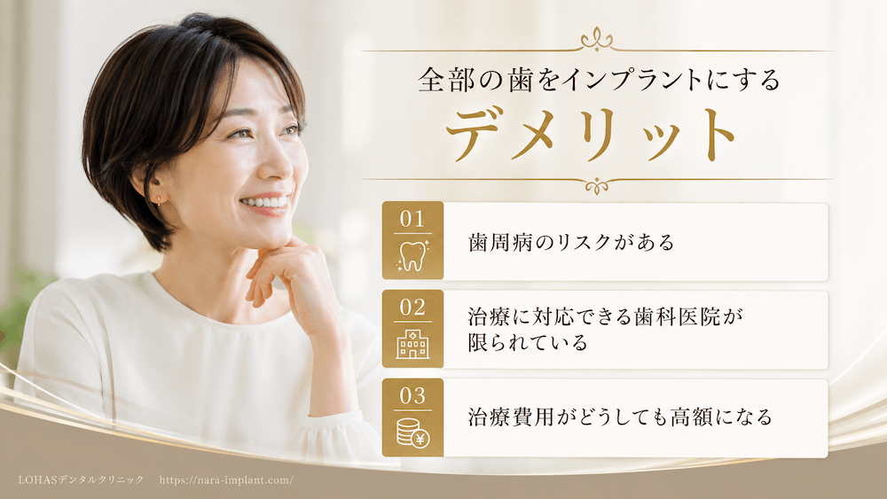 全部の歯をインプラントにするデメリット